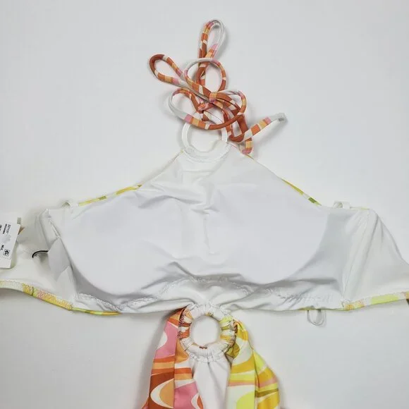 Becca Whirlpool Margot High Neck Halter One Piece Size Small Citrus Retro Print - Picture 14 of 16